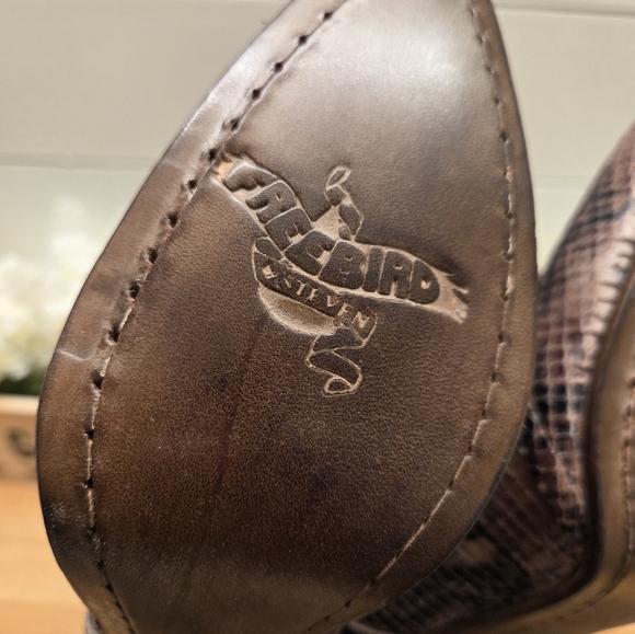 Freebird By Steven Joey Leather Ankle Boots Brown Snake Embossed Womens Sz 9 NEW - Picture 9 of 9